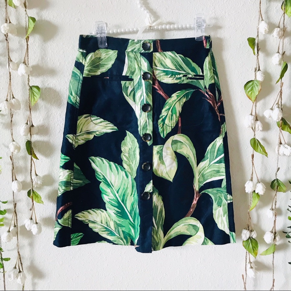 Ann Taylor Amalfi Tropical Leave Print Skirt
